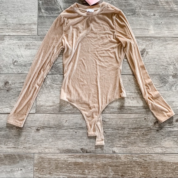 NWT Tan Long Sleeve Bodysuit - Picture 1 of 6
